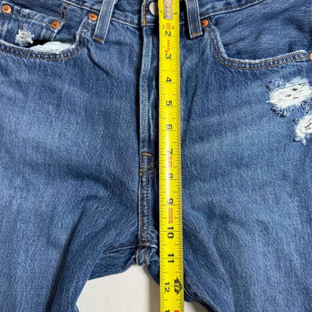 Levis 501s Skinny Distressed Jeans Med Wash Big E W27 L28 Premium Button Fly - Picture 7 of 14